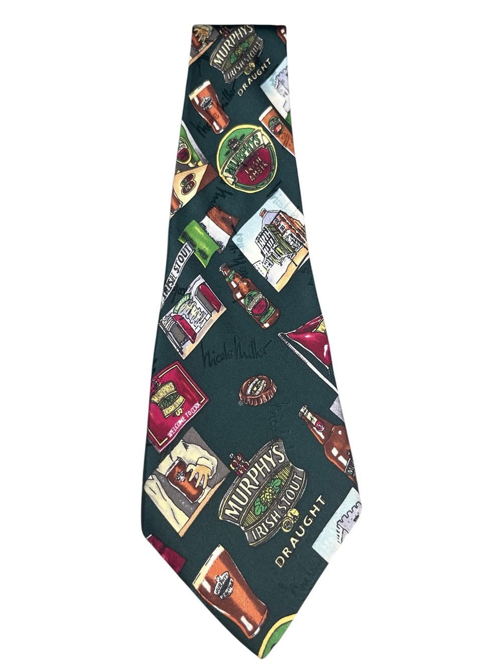 Nicole Miller Vintage Murphy’s Irish Stout Beer Silk Novelty Tie 1996